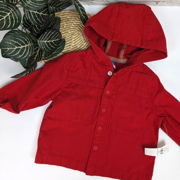 Old Navy Red Rain Coat Jacket Unisex 3-6M - Picture 2 of 6